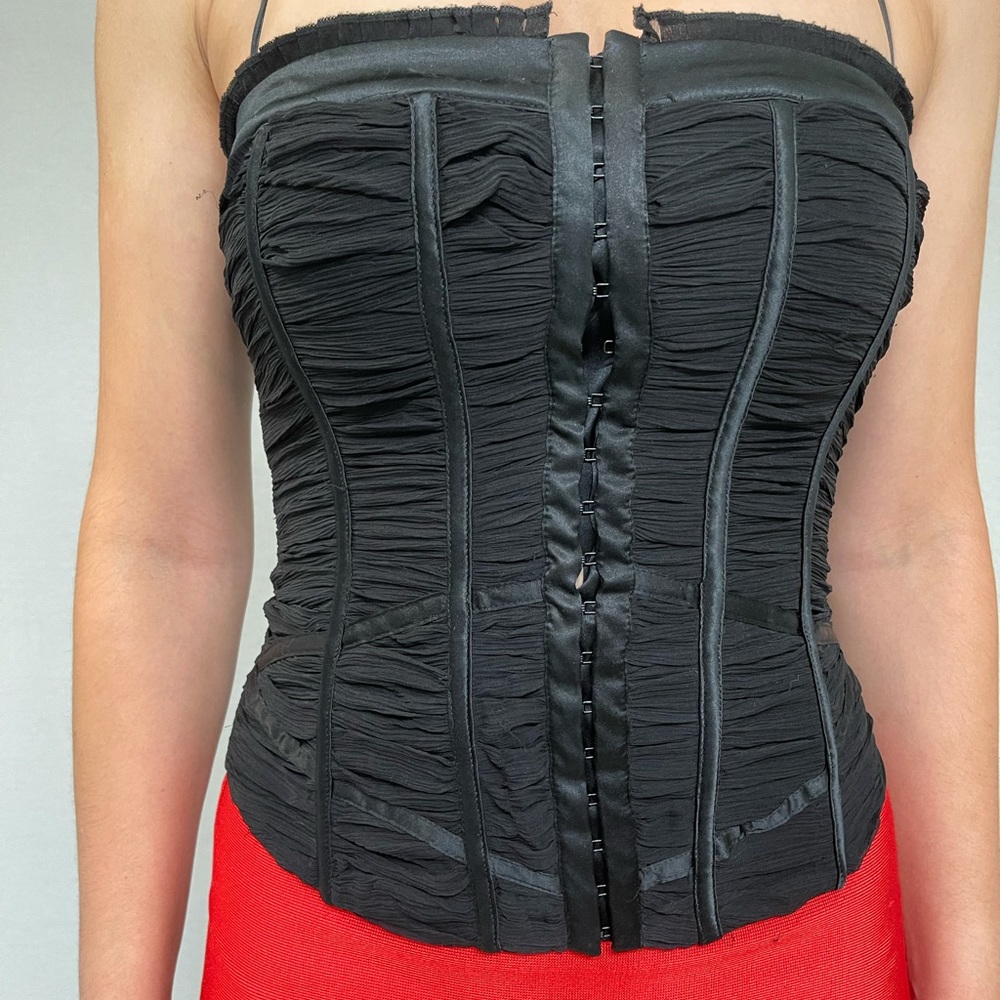 bebe Black Ruched Halter Corset Top - Picture 4 of 8